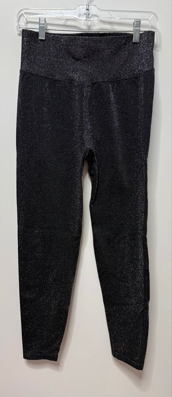 Victoria's Secret PINK Black Velour Shimmer Sparkle Leggings Pants large